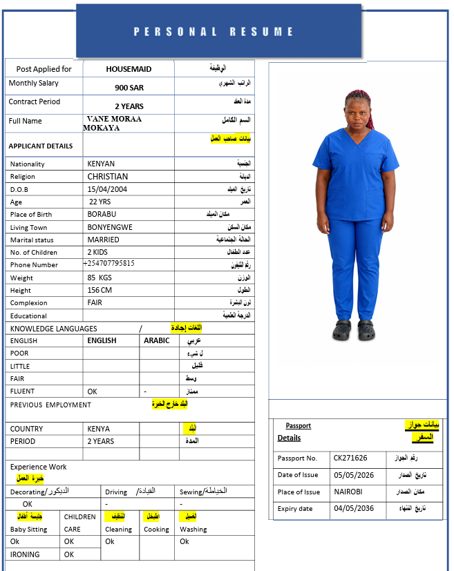 السيرة الذاتية لـ VANEMORAA MOKAYA