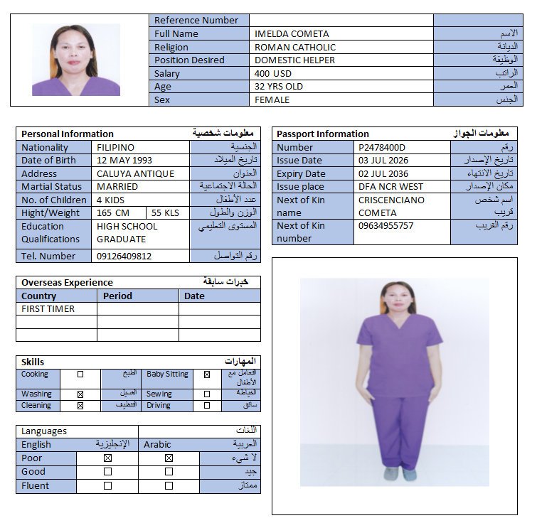 السيرة الذاتية لـ IMELDA COMETA