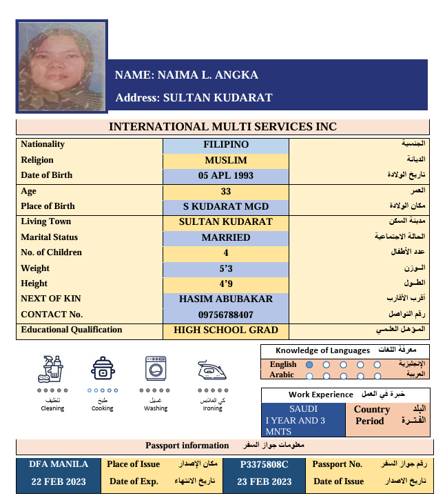 السيرة الذاتية لـ NAIMA L. ANGKA