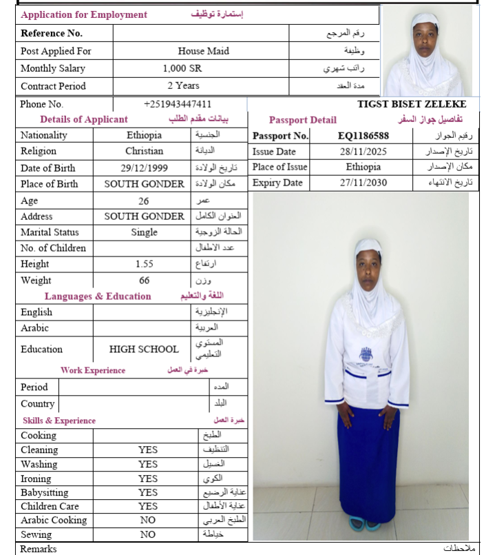 السيرة الذاتية لـ TIGST BISET ZELEKE