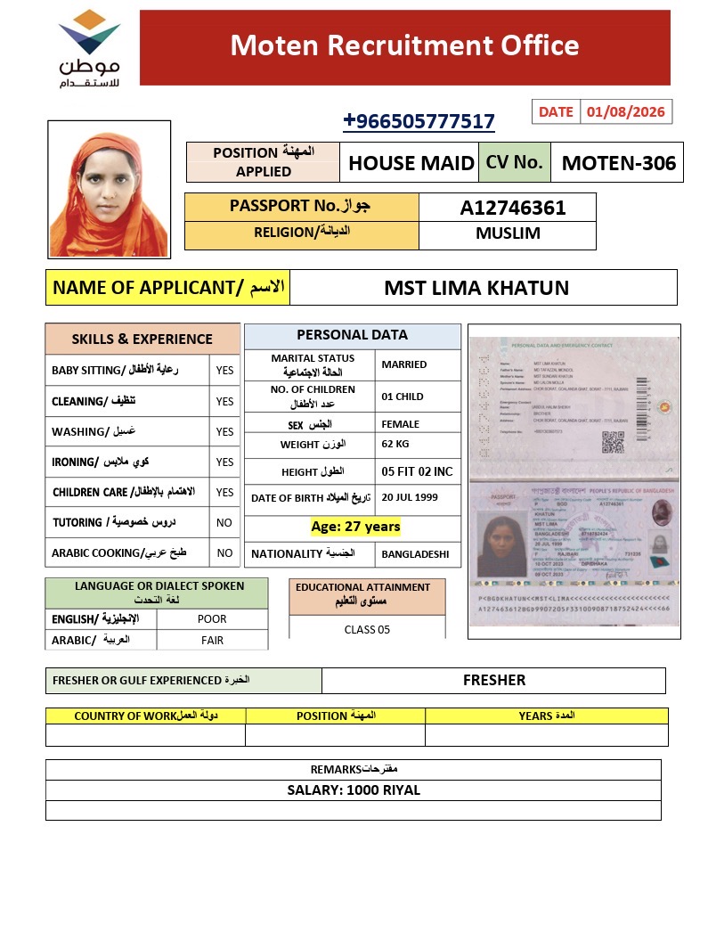 السيرة الذاتية لـ MST LIMA KHATUN