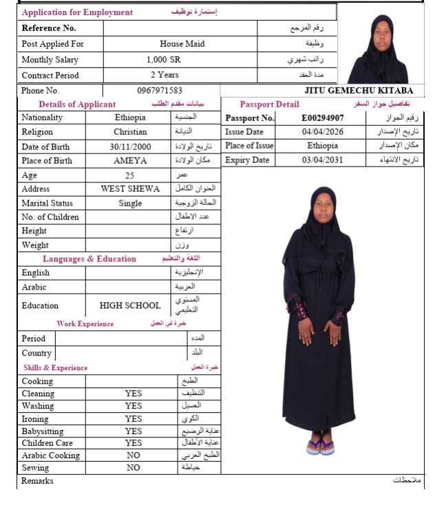 السيرة الذاتية لـ JITU GEMECHU KITABA