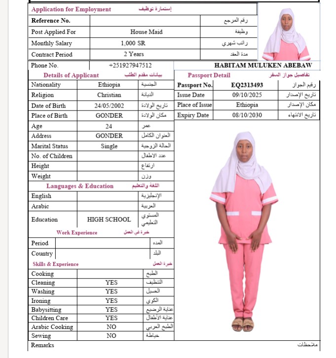 السيرة الذاتية لـ HABITAM MULUKEN ABEBAW