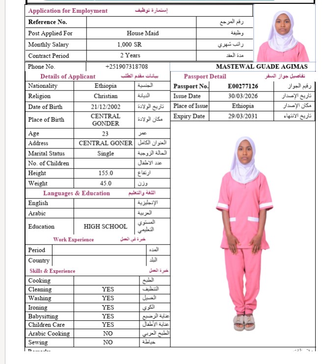 السيرة الذاتية لـ MASTEWAL GUADE AGIMAS