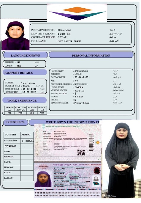 السيرة الذاتية لـ MST SOHIDA BEGUM