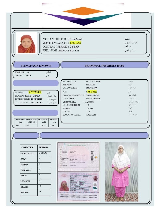 السيرة الذاتية لـ MRANA BEGUM